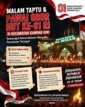 Malam Taptu dan Pawai Obor HUT RI ke-81 Semarak di Kampar Kiri, Camat Musnaini: Semangat Kemerdekaan Harus Terus Menyala