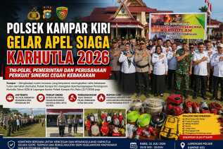 Polsek Kampar Kiri Gelar Apel Siaga Karhutla 2026, Perkuat Sinergi TNI-Polri, Pemerintah dan Perusahaan Cegah Kebakaran