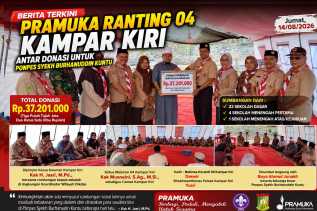 Pramuka Kwarran 04 Kampar Kiri Serahkan Donasi Rp37,201 Juta untuk Ponpes Syekh Burhanuddin Kuntu