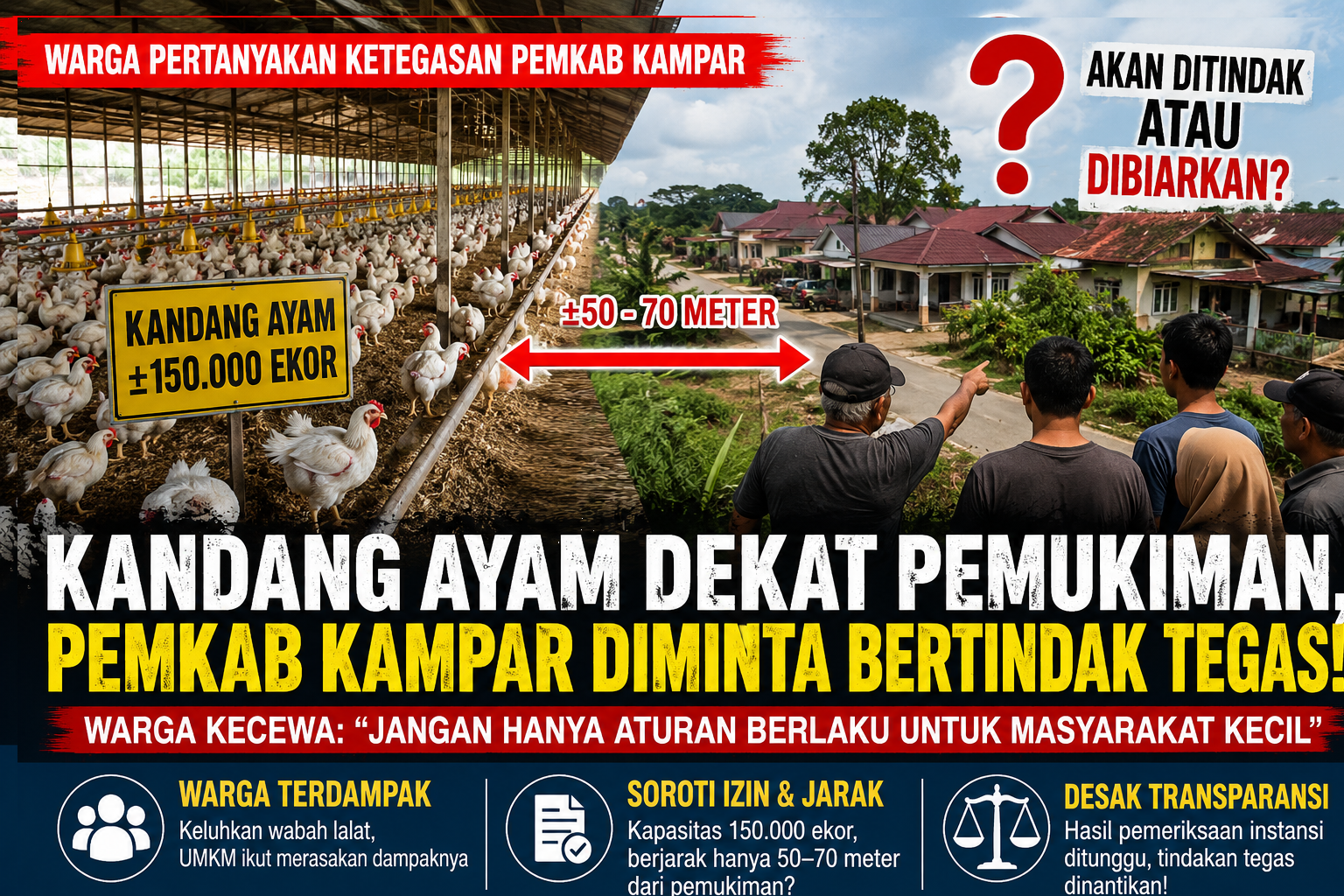Warga Pertanyakan Ketegasan Pemkab Kampar Soal Dugaan Kandang Ayam Dekat Permukiman, Transparansi Perizinan Disorot!