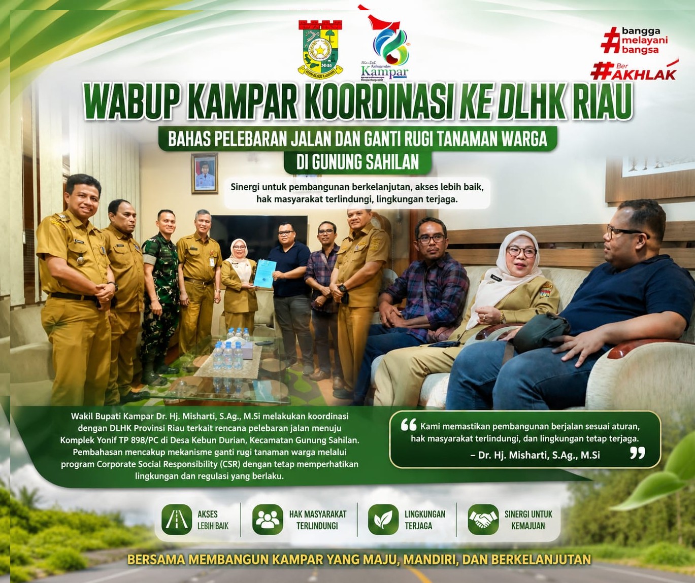 Wabup Kampar Koordinasi ke DLHK Riau Bahas Pelebaran Jalan dan Ganti Rugi Tanaman Warga