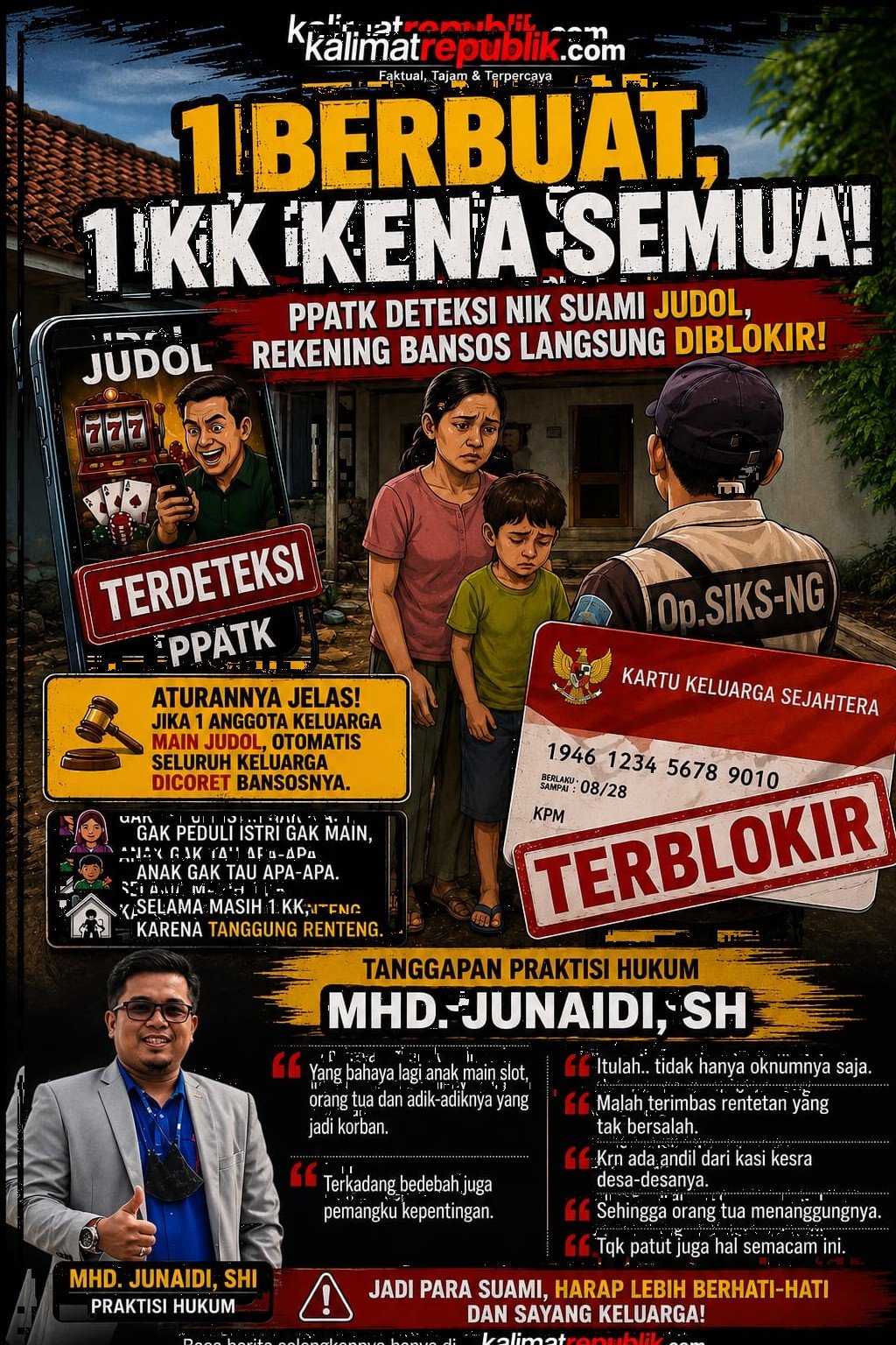 Bansos Terblokir Imbas Judi Online, Praktisi Hukum Soroti Dampak Berantai terhadap Keluarga
