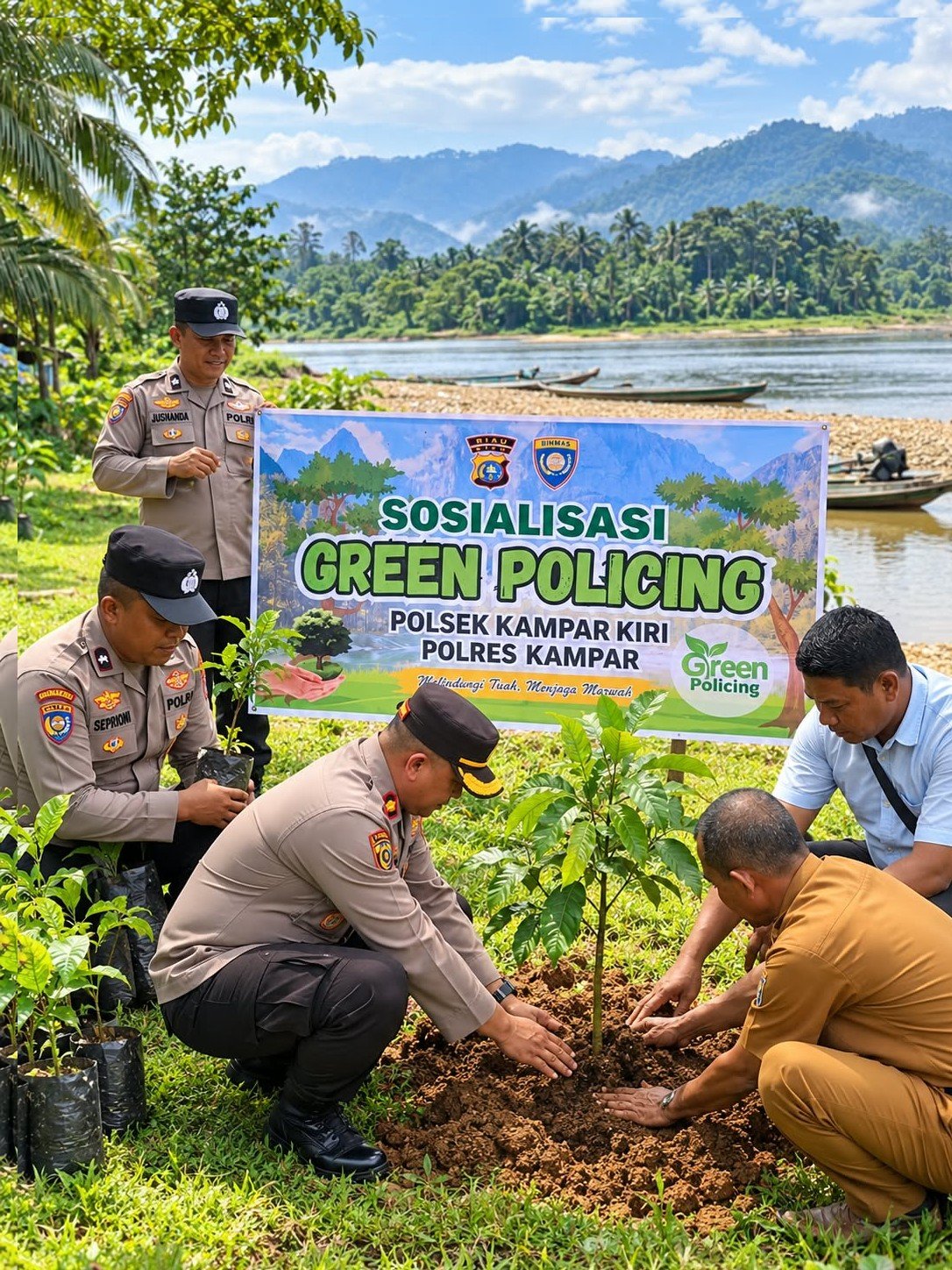 Green Policing Hadir di Desa Gema, Polsek Kampar Kiri Ajak Warga Lestarikan Alam