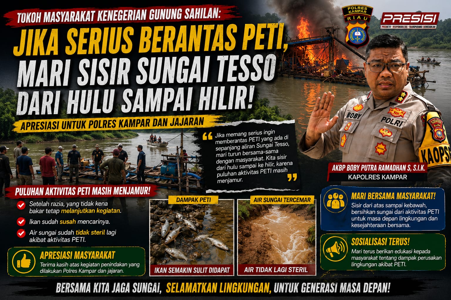 Tokoh Masyarakat Kenegerian Gunung Sahilan: Jika Serius Berantas PETI, Mari Sisir Sepanjang Sungai Tesso Bersama Masyarakat!