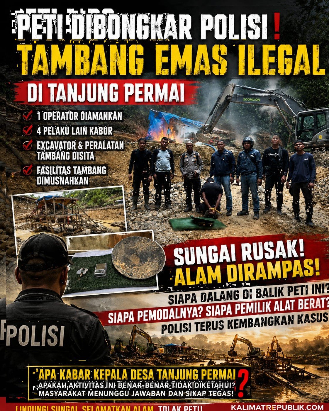 PETI Tanjung Permai Dibongkar Polisi: Operator Diamankan, Empat Pelaku Kabur