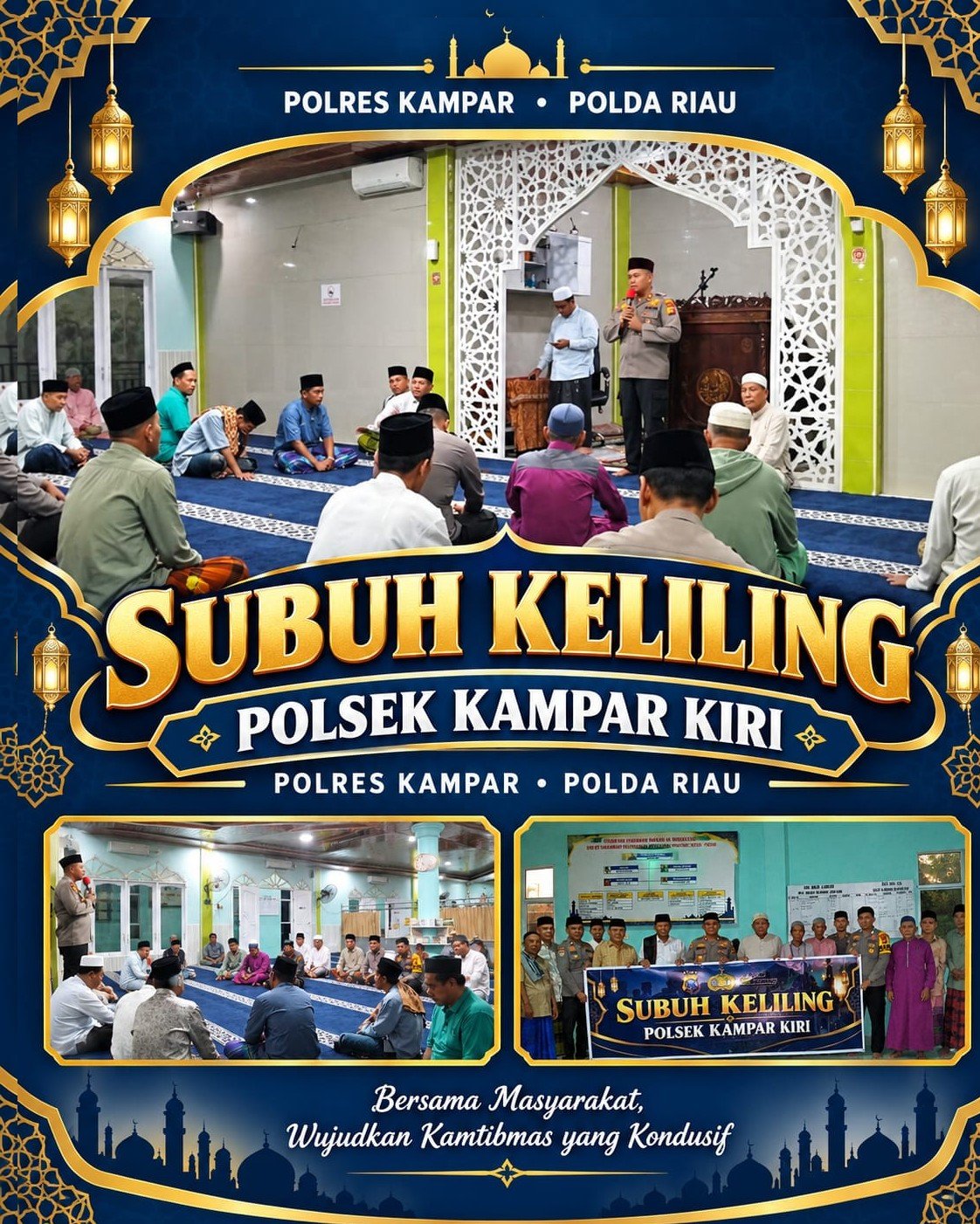 Subuh Keliling di Lipat Kain, Kapolsek Kampar Kiri Sampaikan Pesan Kamtibmas kepada Jemaah