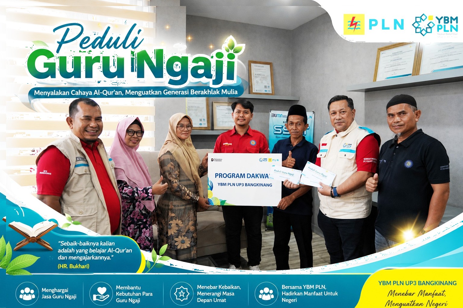 YBM PLN UP3 Bangkinang Apresiasi Guru Ngaji di Kampar Melalui Program Peduli Guru Ngaji, Dukung Pembentukan Generasi Berakhlak