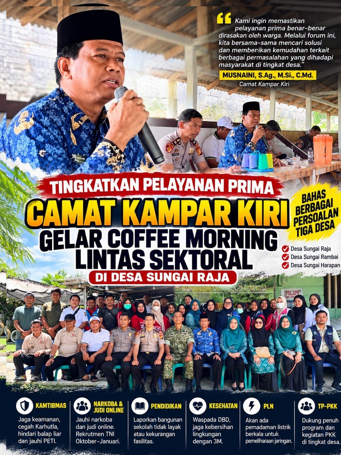 Camat Kampar Kiri Gelar Coffee Morning Lintas Sektoral di Sungai Raja, Serap Aspirasi Tiga Desa