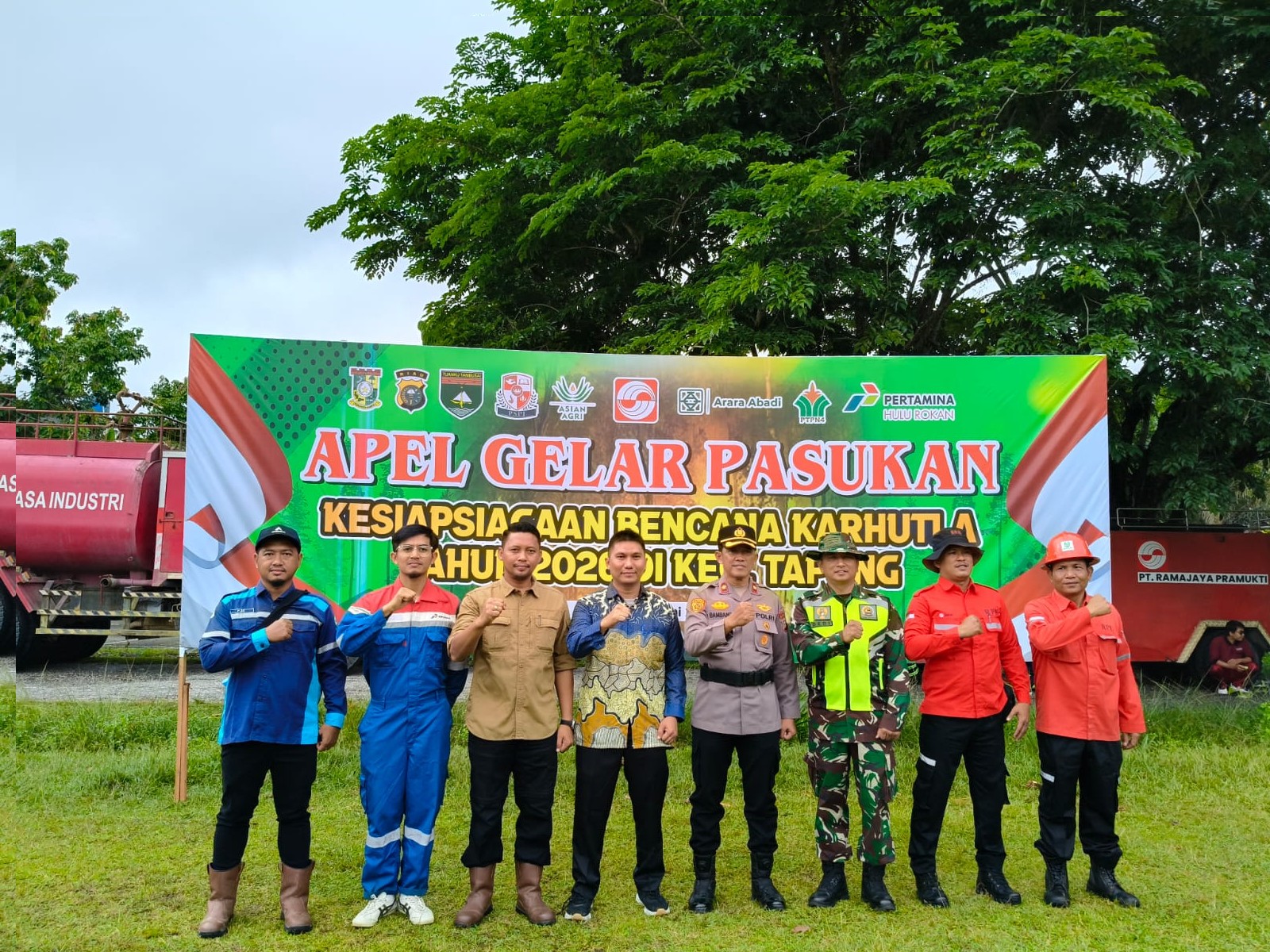 Kapolsek Tapung Pimpin Apel Gelar Pasukan Dalam Rangka Kesiapan Penanggulangan Karhutla di Kec.Tapung