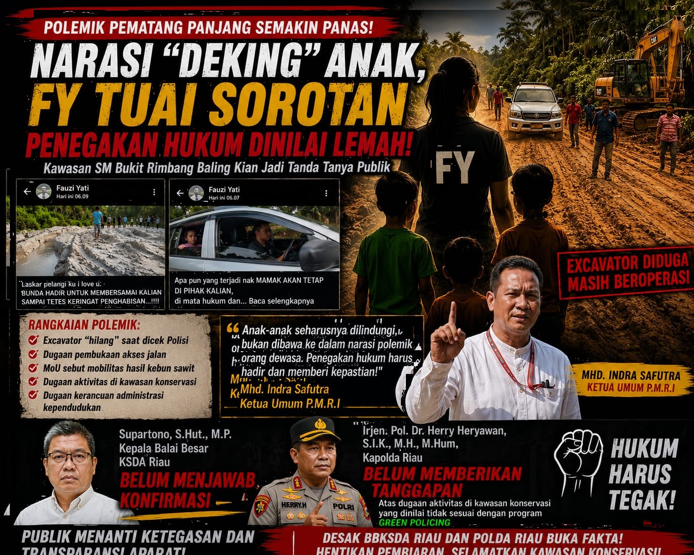 Unggahan FY Kembali Tuai Sorotan, Narasi Deking Anak di Tengah Polemik Pematang Panjang Dinilai Cerminkan Lemahnya Penegakan Hukum