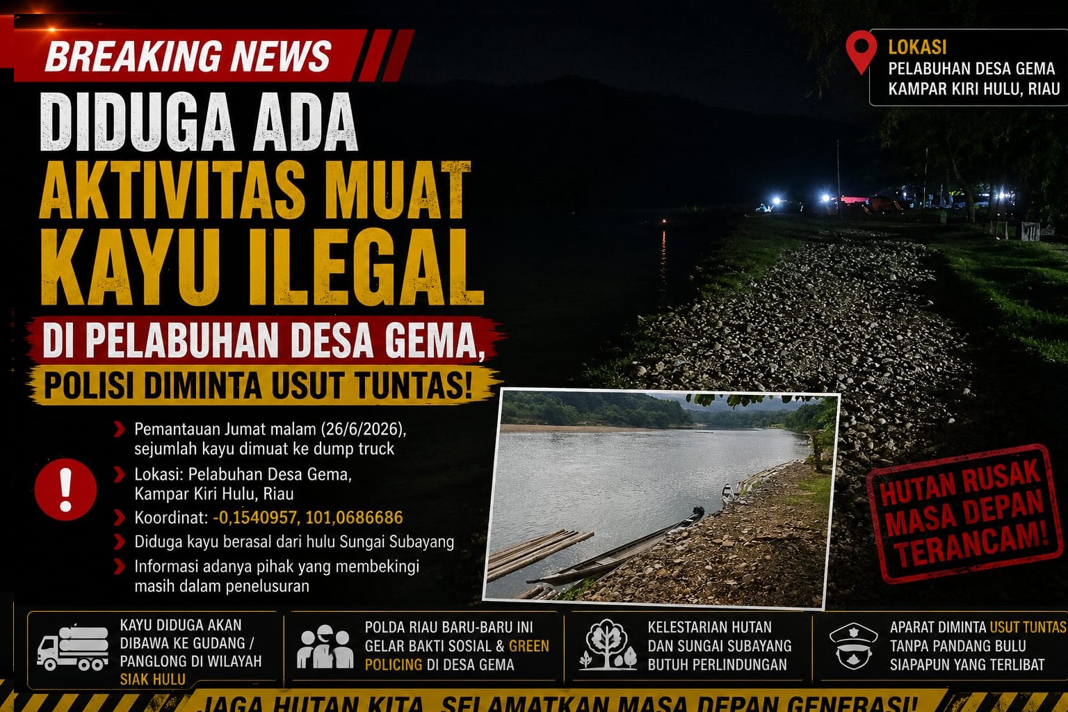 Diduga Ada Aktivitas Muat Kayu di Pelabuhan Desa Gema, Aparat Diminta Lakukan Penyelidikan Menyeluruh