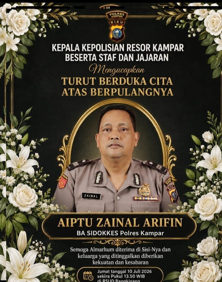 Polres Kampar Berduka, Aiptu Zainal Arifin Tutup Usia