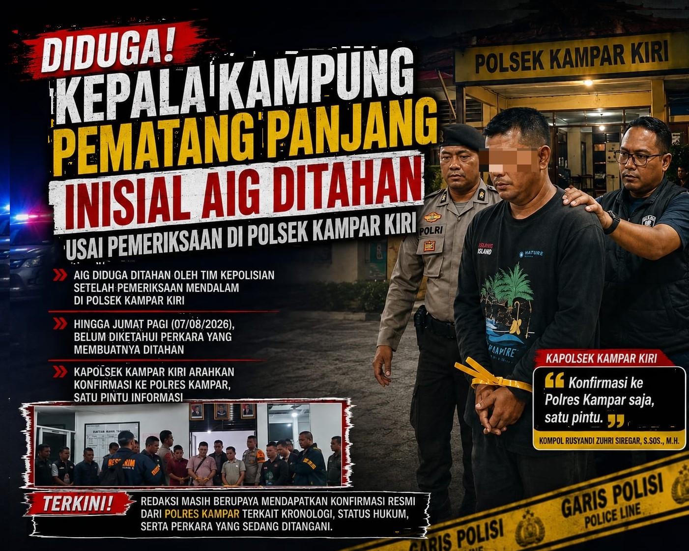 Diperiksa Bersama Rekannya, Ditemukan Ekstasi? Diduga AIG Ditahan Usai Pemeriksaan di Polsek Kampar Kiri !!