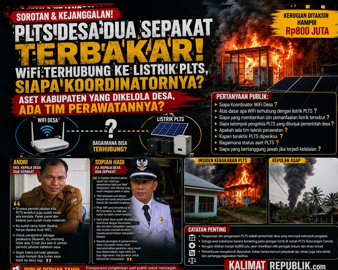 Kejanggalan PLTS Desa Dua Sepakat: WiFi Terhubung ke Sistem PLTS, Siapa Pengelola dan Tim Perawatannya?