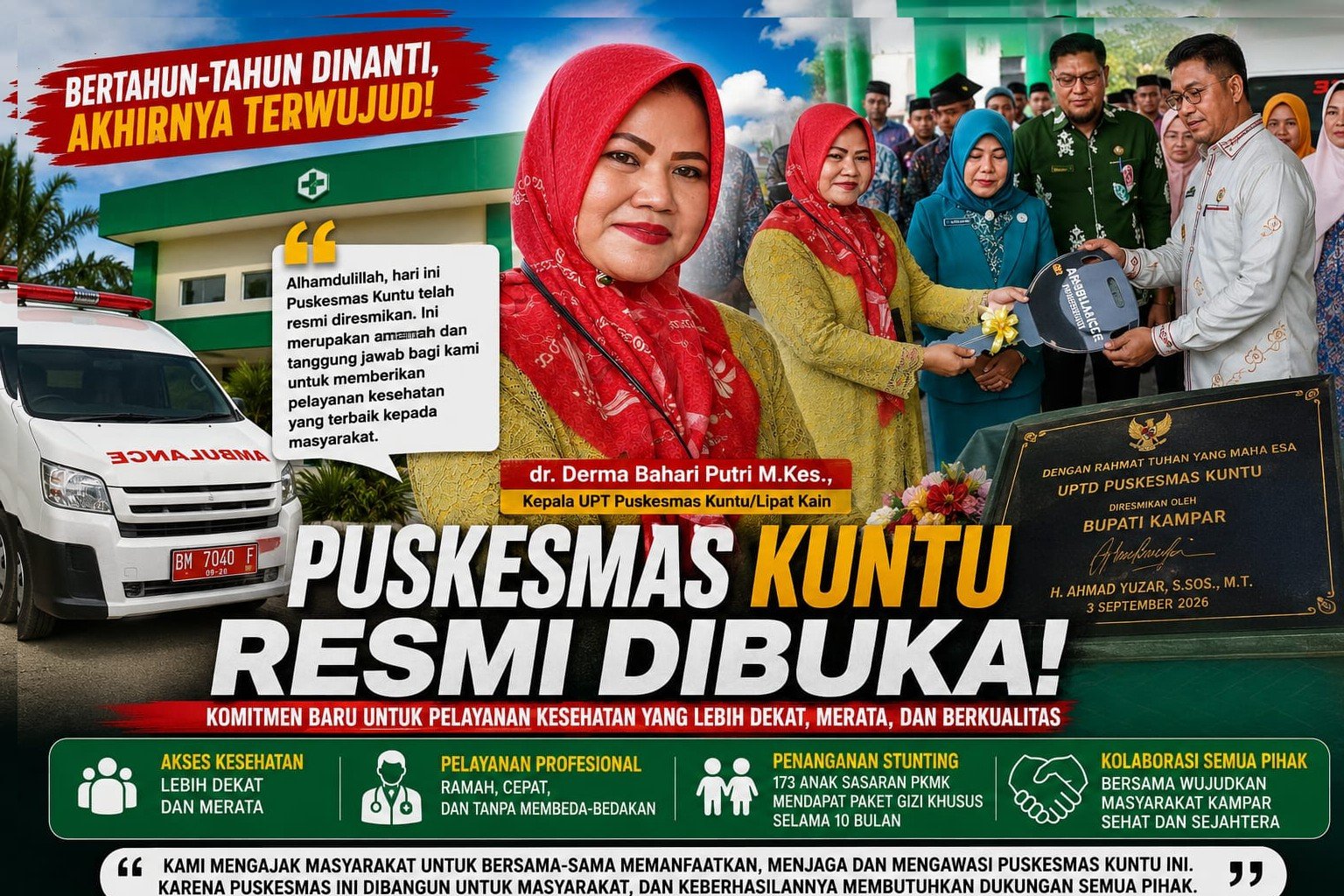 Kepala UPTD Puskesmas Kuntu: Ini Amanah untuk Meningkatkan Pelayanan Kesehatan Masyarakat
