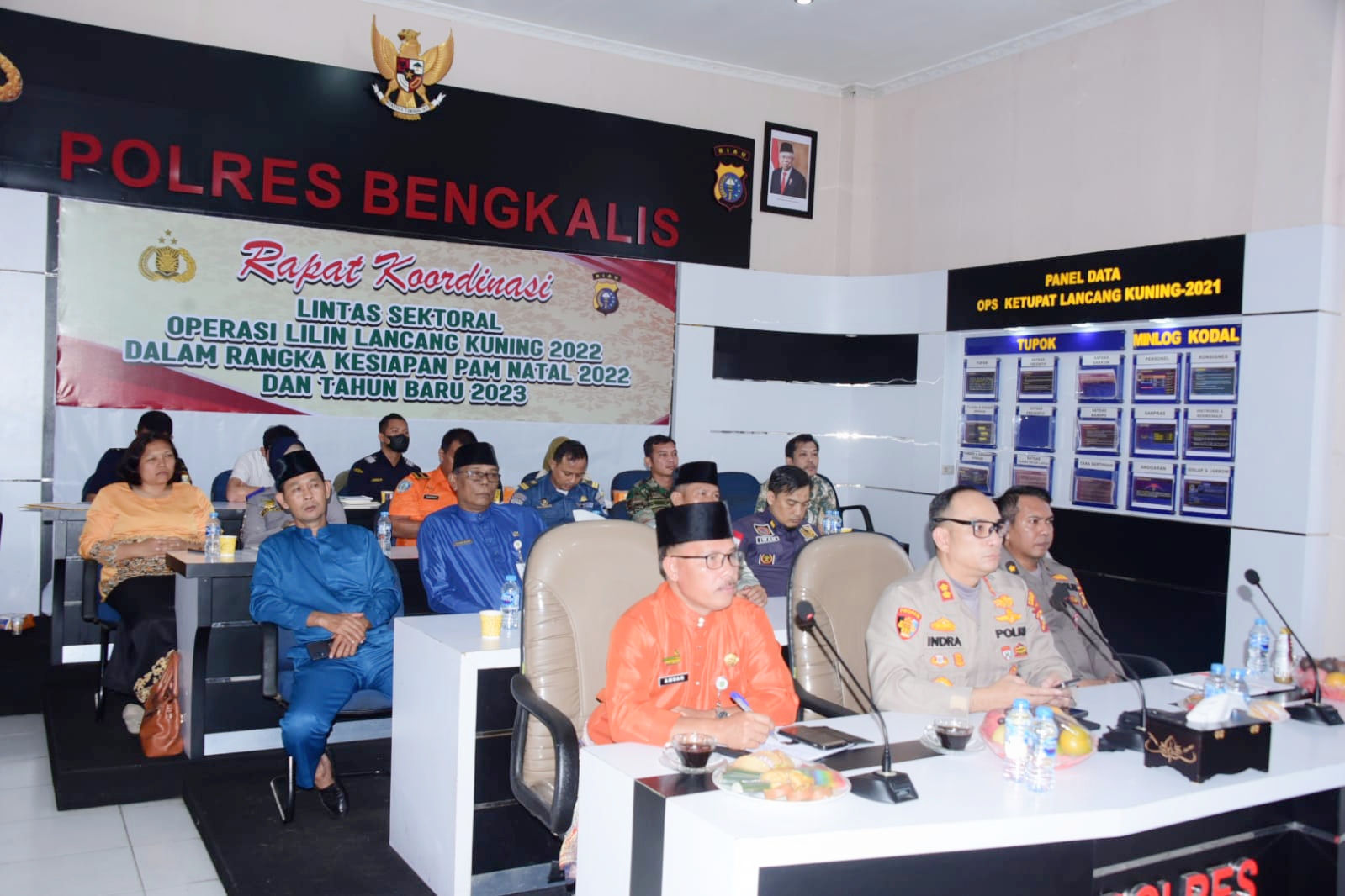Polres Bengkalis dan Pemkab Ikuti Rakor Lintas Sektoral Kesiapan Pengamanan Nataru Secara Virtual