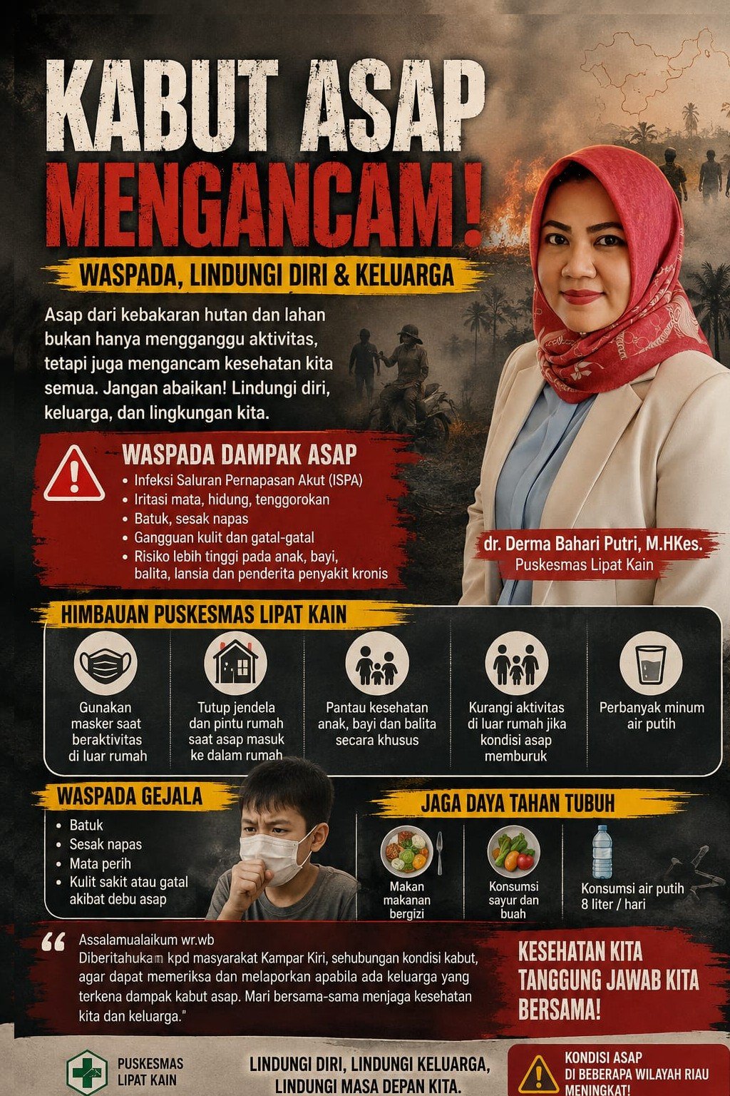 Kabut Asap Mengkhawatirkan, Kepala UPT Puskesmas Lipat Kain Imbau Warga Kurangi Aktivitas di Luar Rumah