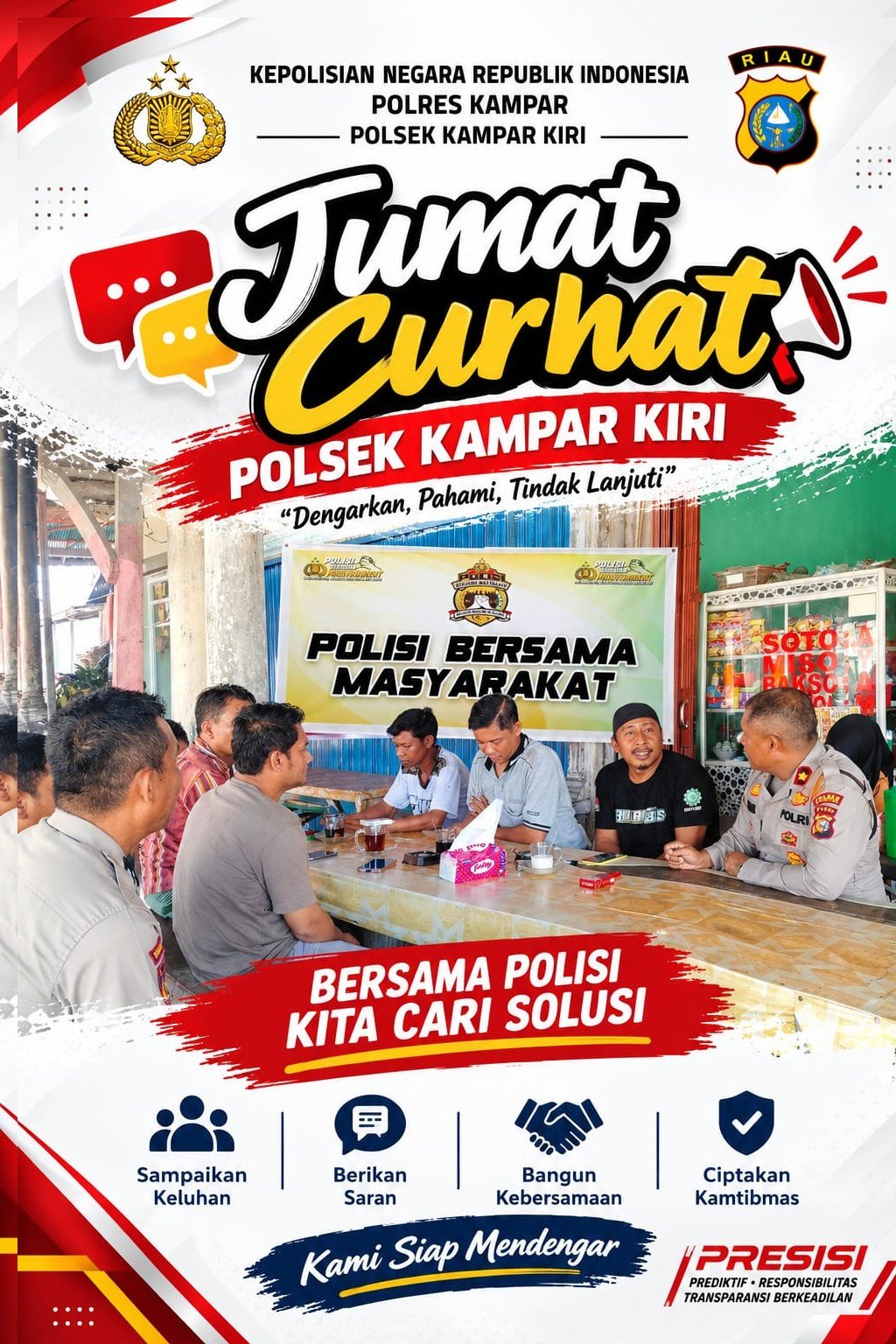 Jumat Curhat, Kapolsek Kampar Kiri Tampung Aspirasi Warga Lipat Kain, Bahas Keamanan dan Kelancaran Lalu Lintas