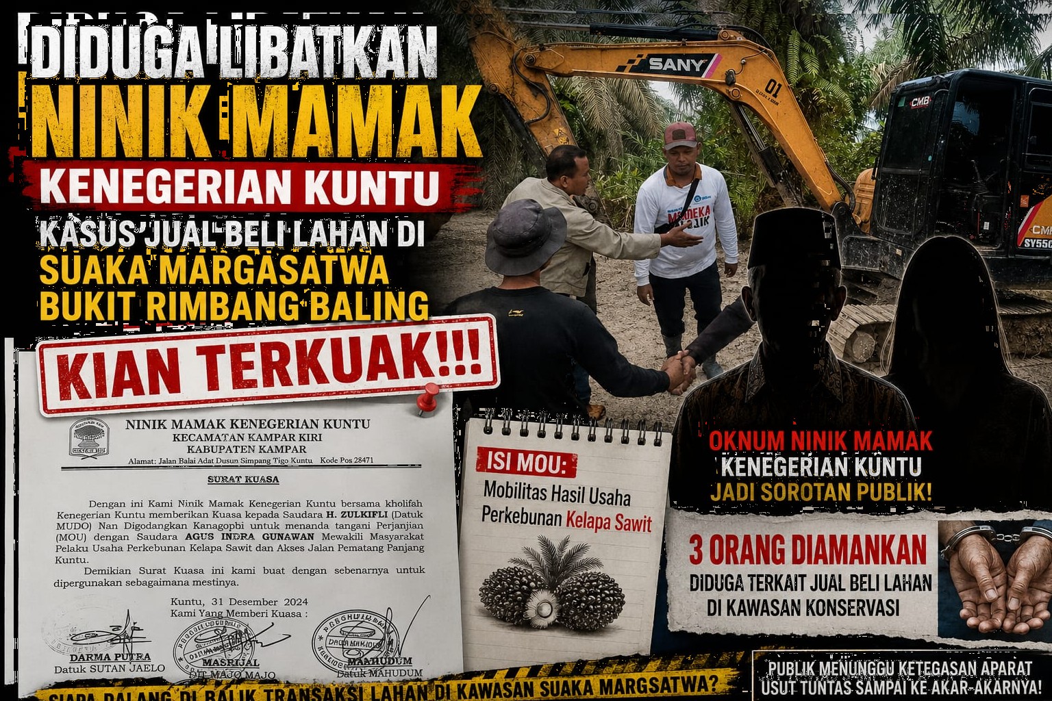 Diduga Libatkan Ninik Mamak Kenegerian Kuntu, Alat Berat Masuk Kawasan Hutan: Kepentingan Komersil di Lahan Suaka Margasatwa Bukit Rimbang Baling!!!