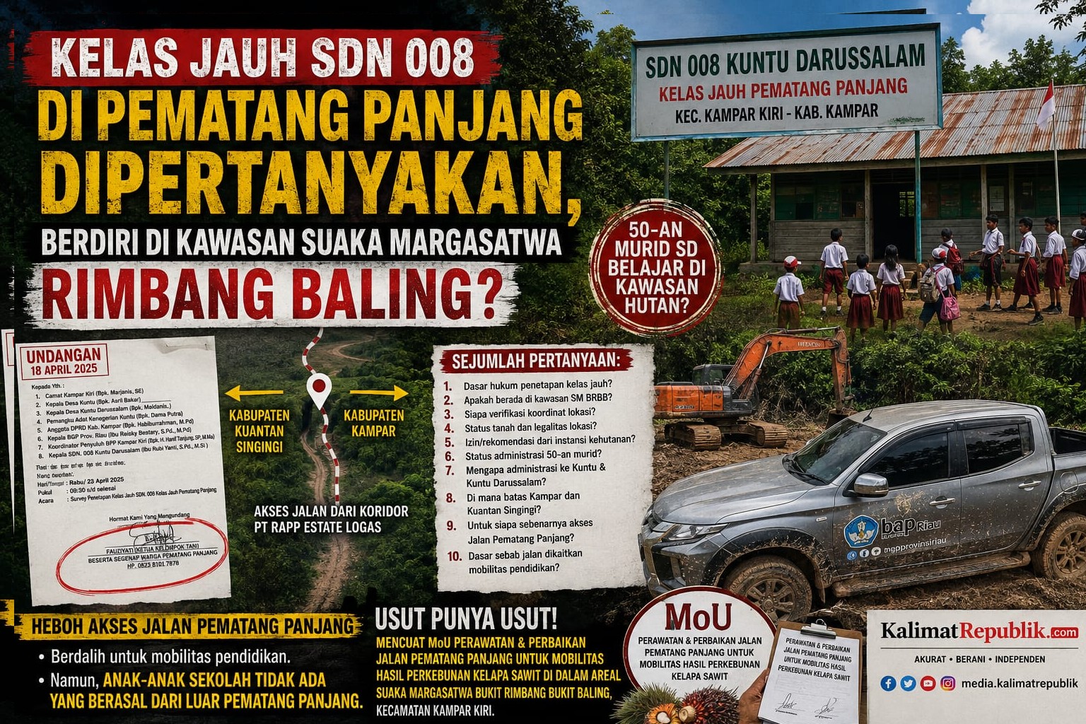 Kelas Jauh SDN 008 di Pematang Panjang Dipertanyakan, Berdiri di Kawasan Suaka Margasatwa Rimbang Baling?
