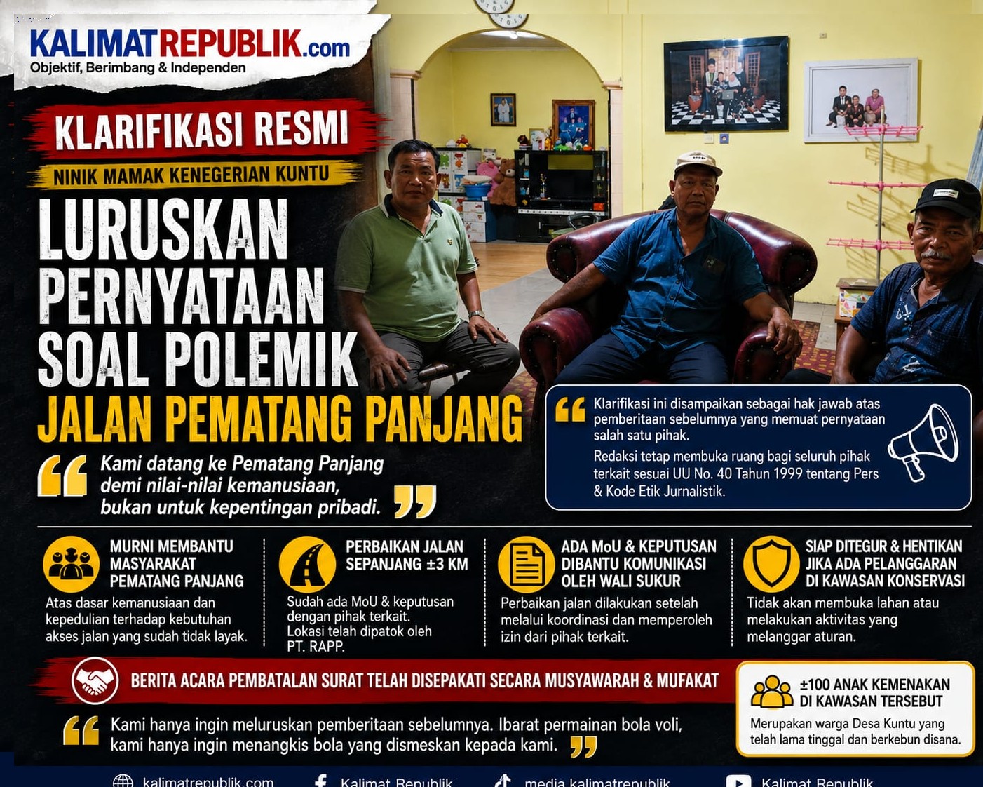 Empat Ninik Mamak Kenegerian Kuntu Klarifikasi Polemik Pematang Panjang: 