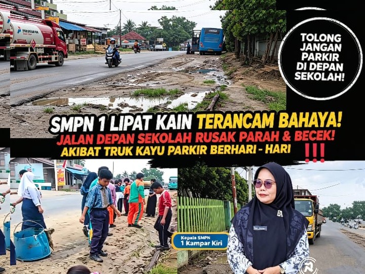 Truk Muatan Eucalyptus Pernah Tumbang Saat Parkir, Pagar SMPN 1 Lipat Kain Rusak: Kepsek Sebut Di Bahu Jalan Ada 'Gun Kobau'